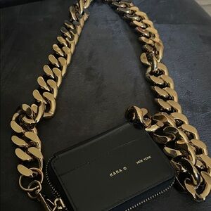 KARA Black Card Holder with Gold Chain